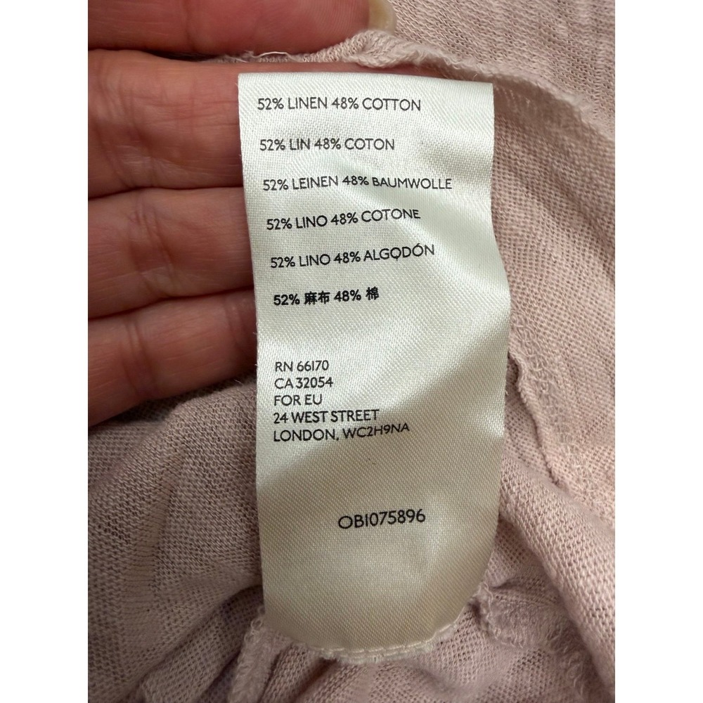 Free People‎ We The Free Linen Cotton Raw Hem Long Sleeve Top XS Pink - Picture 7 of 10
